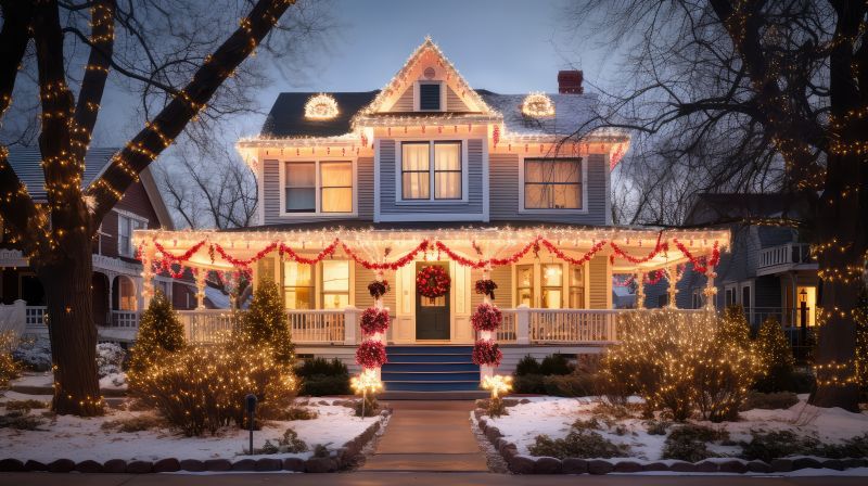 Holiday Lights Hanging in Overland Park, KS